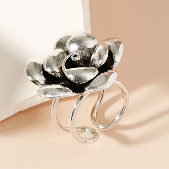 S925 Silver Rosette Ring Adjustable Stamped Vintage - Picture 3 of 10